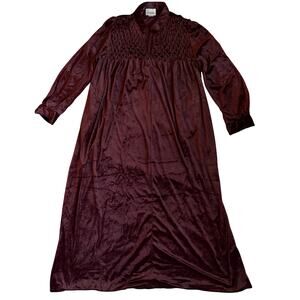 Cozee Corner Maroon Velour, Pocketed, Zip Up, Long Sleeve Maxi Robe- XL